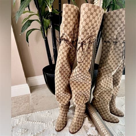 gucci novo gg monogram boots|gucci monogram thigh high boots.